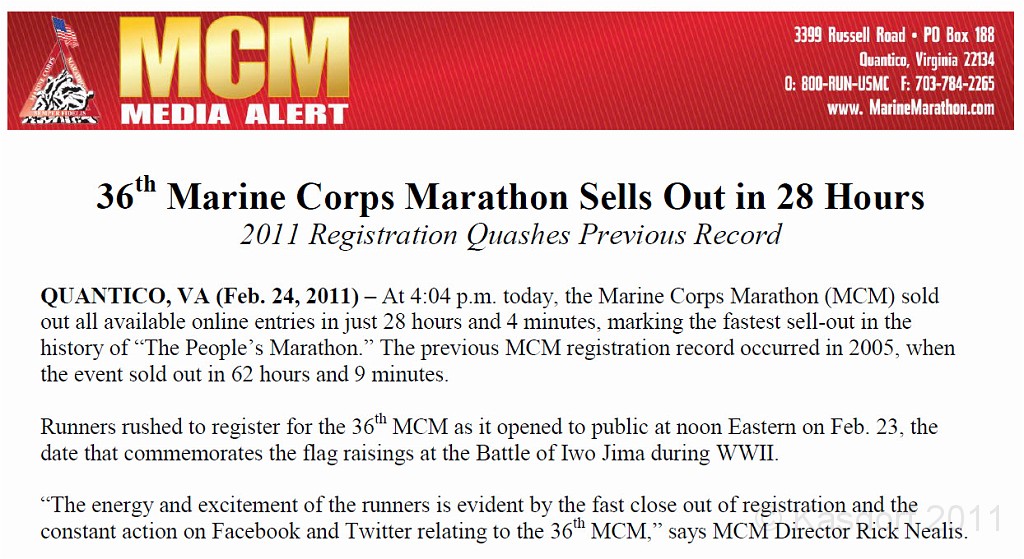 MCM 2011 055.JPG - The 36th Marine Corp Marathon in Washington DC was run on October 30, 2011. My first Marine Corp, and my second full marathon.